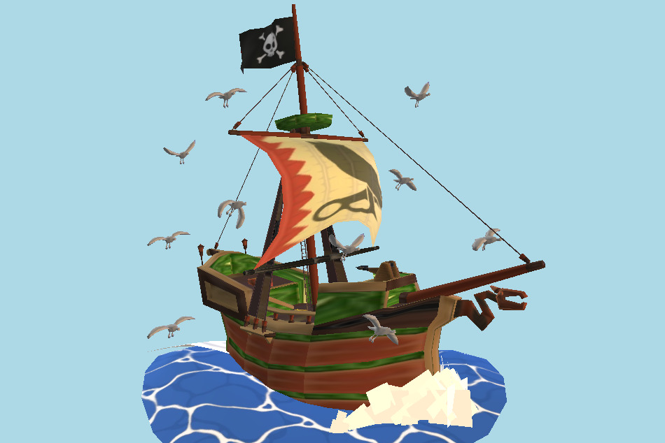 Super Smash Bros. Brawl Pirate Ship Trophy 3d model